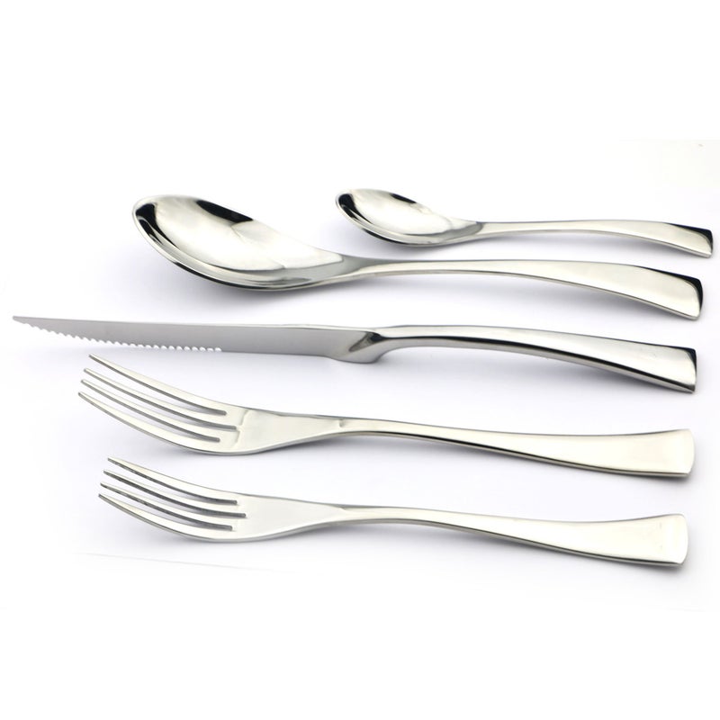 JANKNG 20-Piece 18/10 Stainless Steel Serrated Steak Knife Flatware Set, Service for 4 - Image 2
